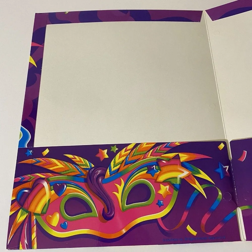 Vintage Lisa Frank Mardi Gras Clown Folder Trends Pocket Portfolio *Unpunched